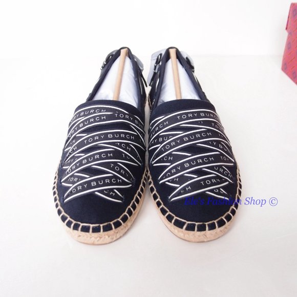 NIB Tory Burch Ribbon Woven Espadrille Flat NAVY US 7 7.5 8 8.5 9 AUTHENTTIC - Picture 7 of 16